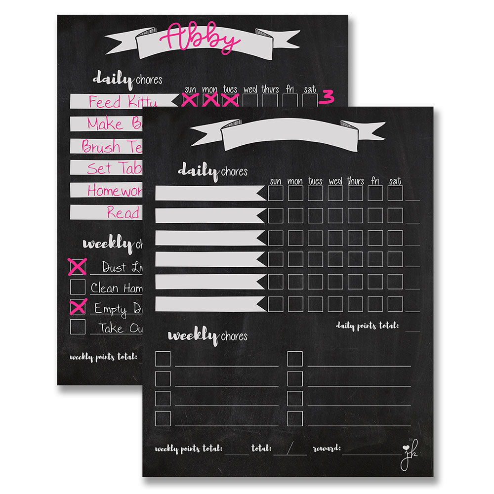 Dry Erase Chores Chart- Chalkboard Design – JennaKate