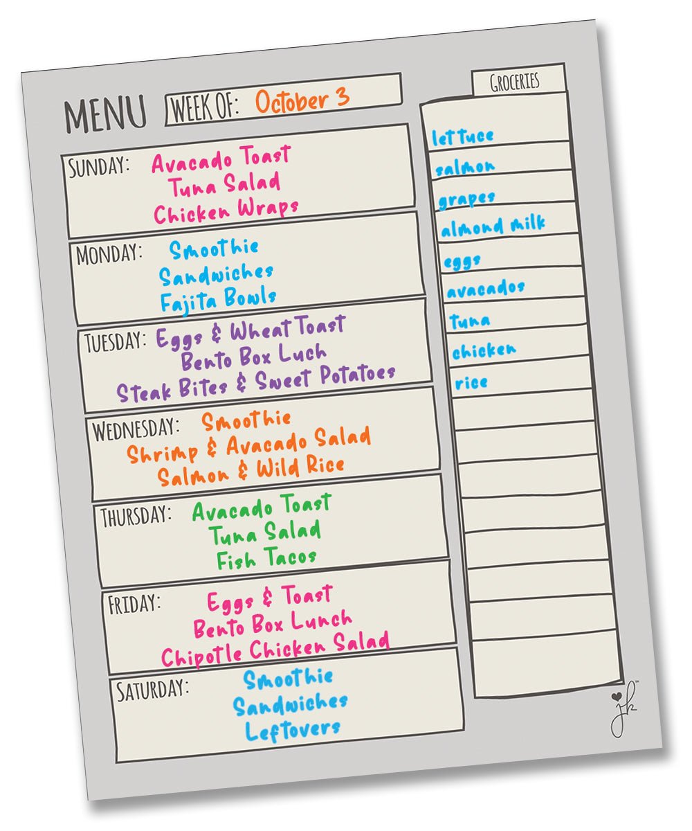 Meal planner store whiteboard